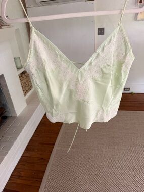 Free People Light Mint Lace-Trim Camisole Tank